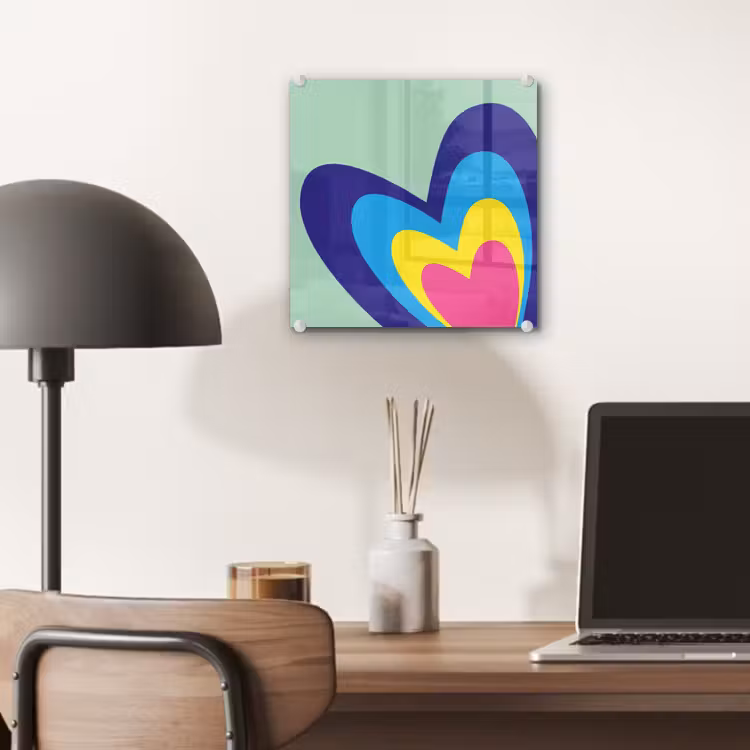 Glas schilderij - Hartjes - Kleurrijk - Valentijn — 7