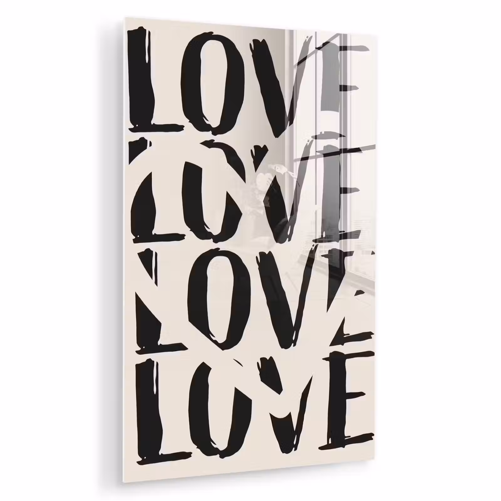 Glas schilderij - Love - Hart - Beige — 1