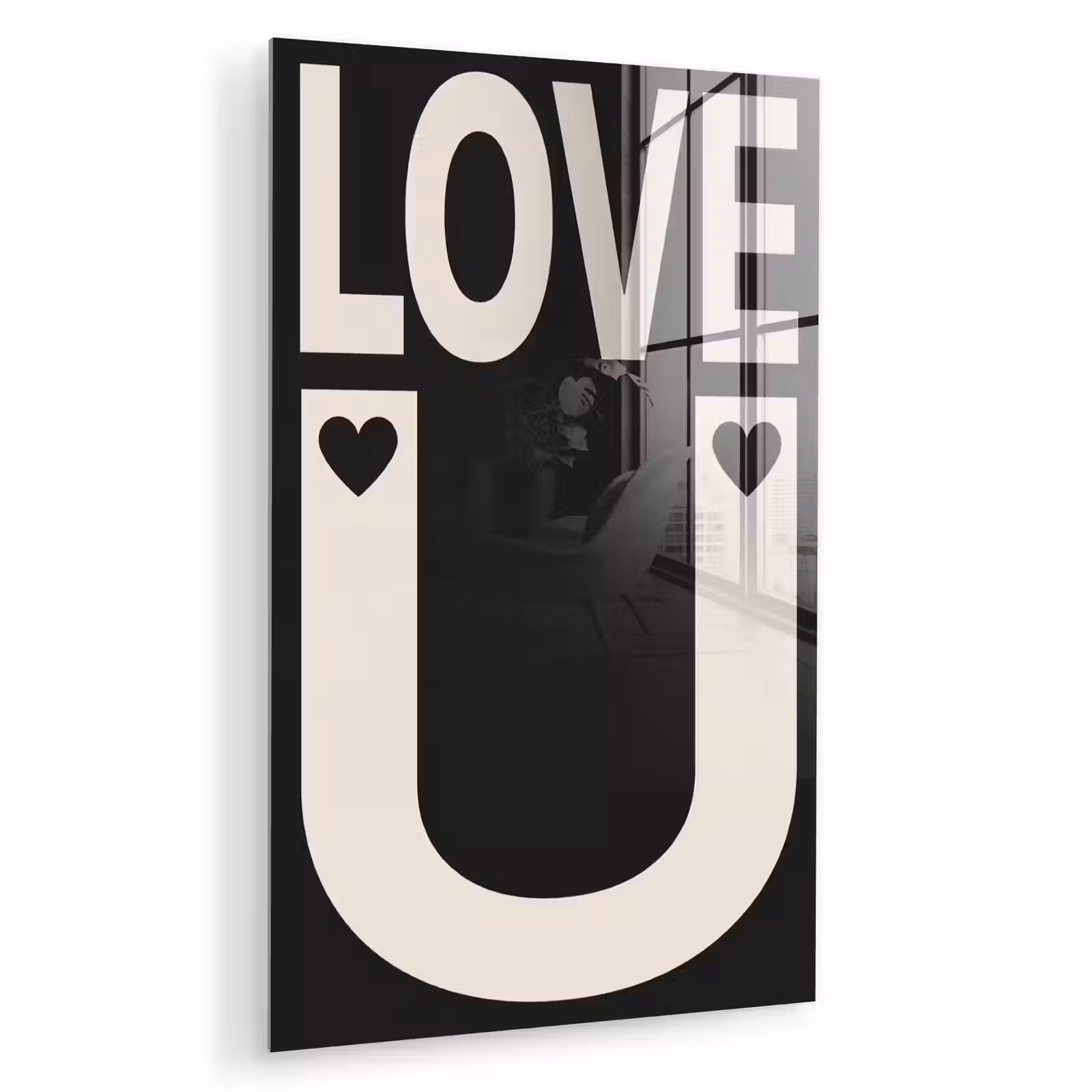 Glas schilderij - Love - Zwart - Minimalistisch — 1