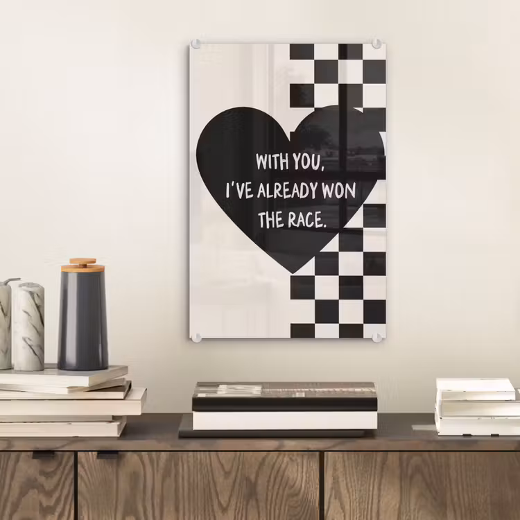 Glas schilderij - Liefde - Beige - Race — 2