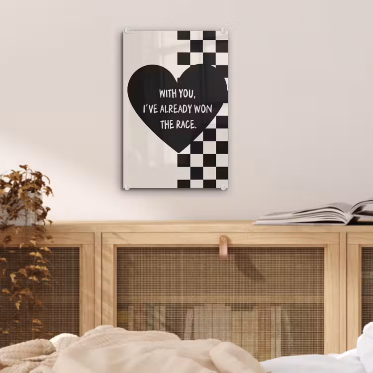 Glas schilderij - Liefde - Beige - Race — 5