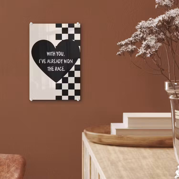 Glas schilderij - Liefde - Beige - Race — 6