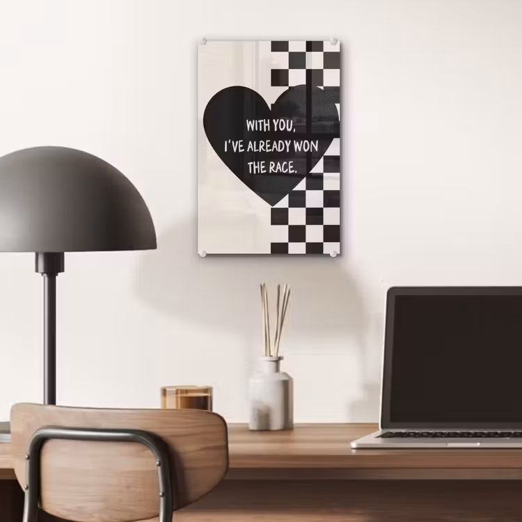Glas schilderij - Liefde - Beige - Race — 7