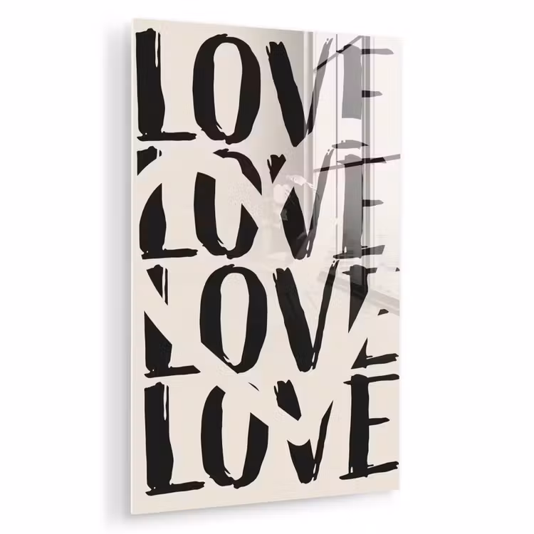 Glas schilderij - Love - Hart - Beige — 1
