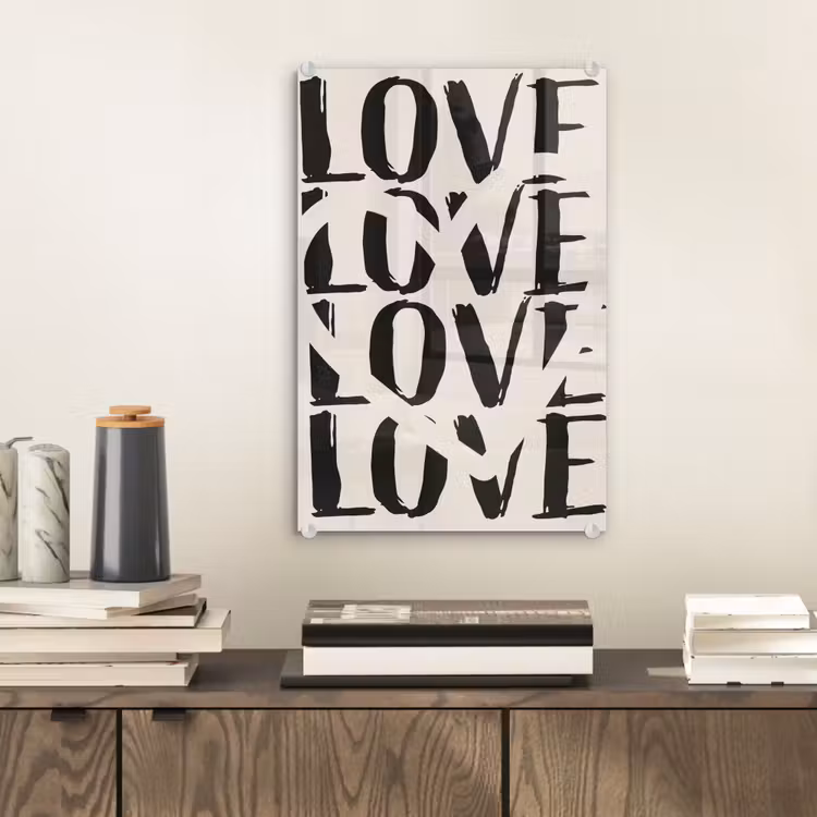 Glas schilderij - Love - Hart - Beige — 2