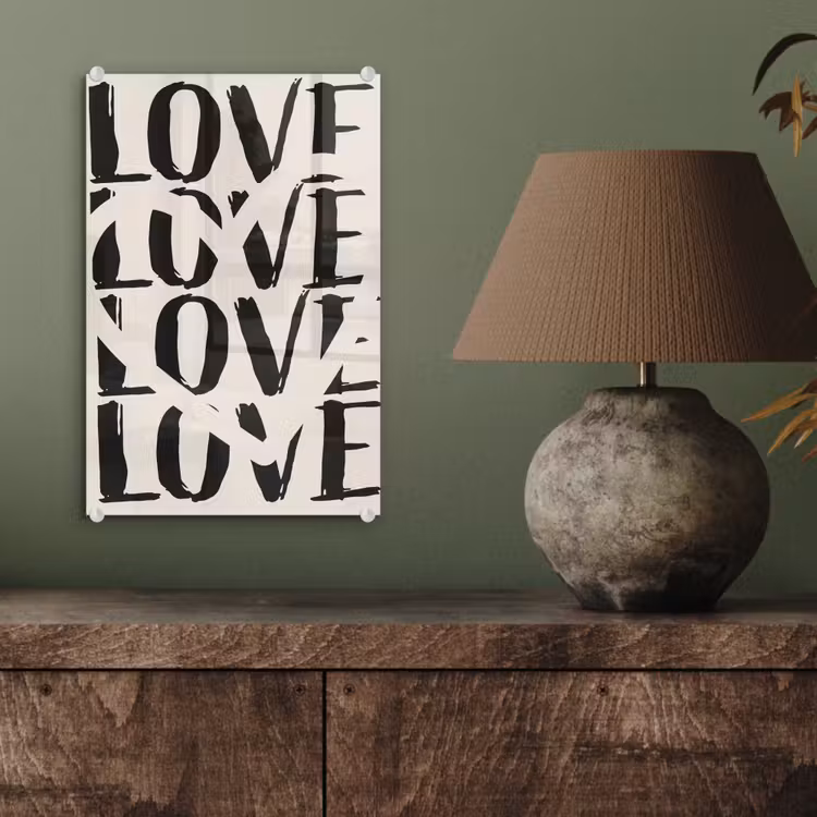 Glas schilderij - Love - Hart - Beige — 4