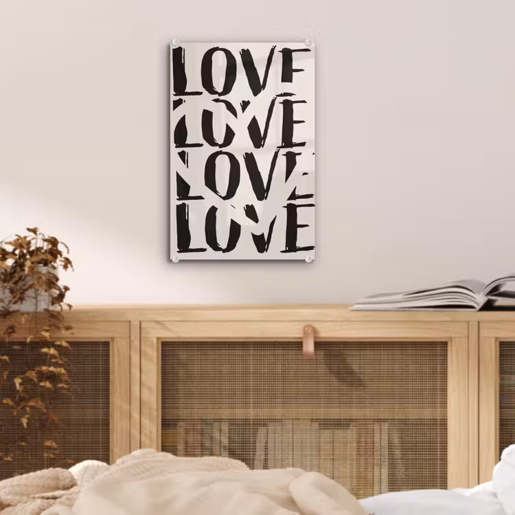 Glas schilderij - Love - Hart - Beige — 5