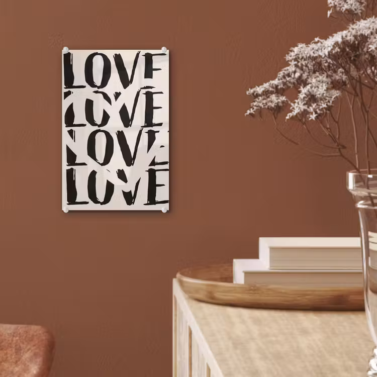 Glas schilderij - Love - Hart - Beige — 6