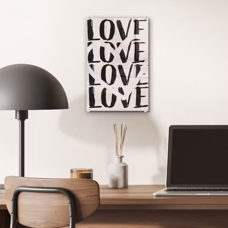 Glas schilderij - Love - Hart - Beige — 7