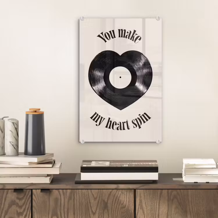 Glas schilderij - Love - Muziek - Quote — 2