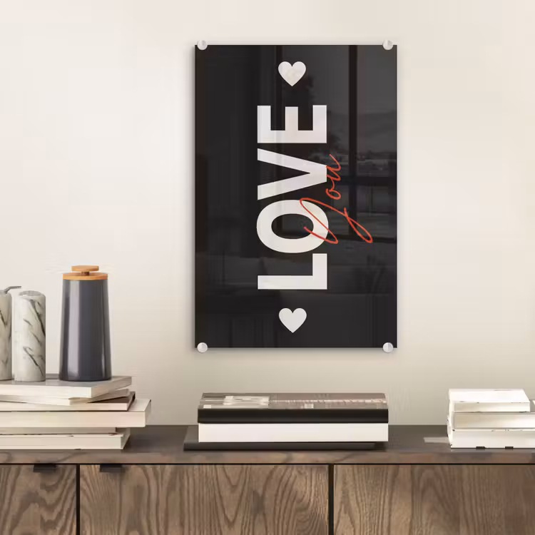 Glas schilderij - Love - Rood - Valentijn — 2