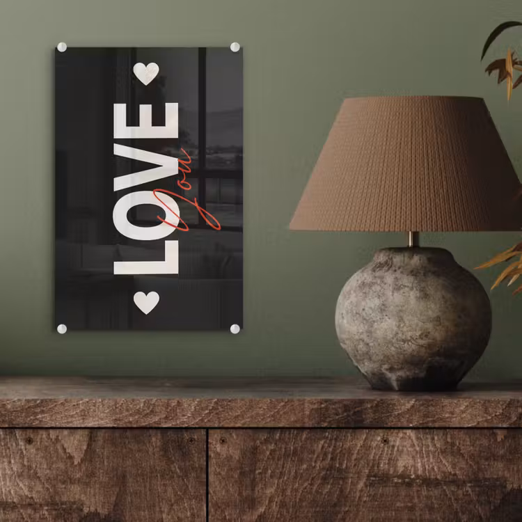 Glas schilderij - Love - Rood - Valentijn — 4