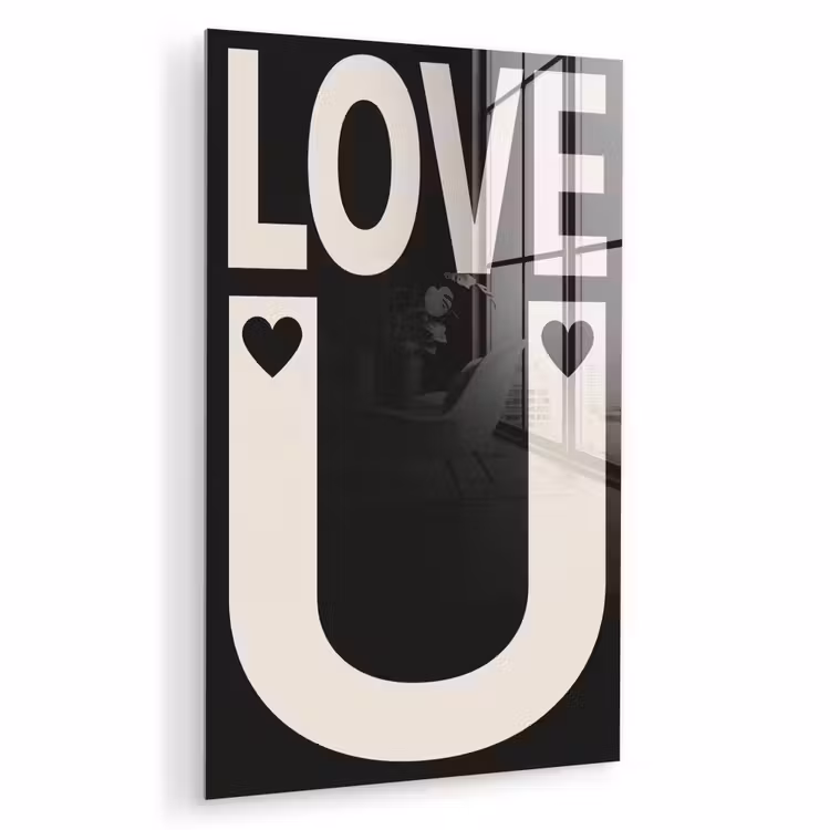 Glas schilderij - Love - Zwart - Minimalistisch — 1