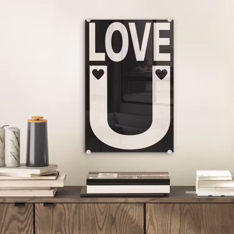 Glas schilderij - Love - Zwart - Minimalistisch — 2