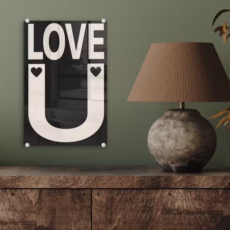 Glas schilderij - Love - Zwart - Minimalistisch — 4