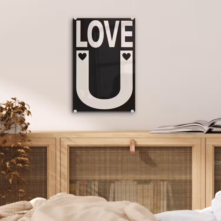Glas schilderij - Love - Zwart - Minimalistisch — 5