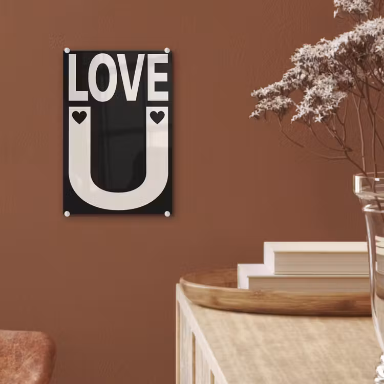 Glas schilderij - Love - Zwart - Minimalistisch — 6