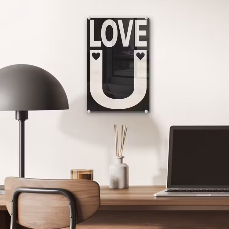 Glas schilderij - Love - Zwart - Minimalistisch — 7