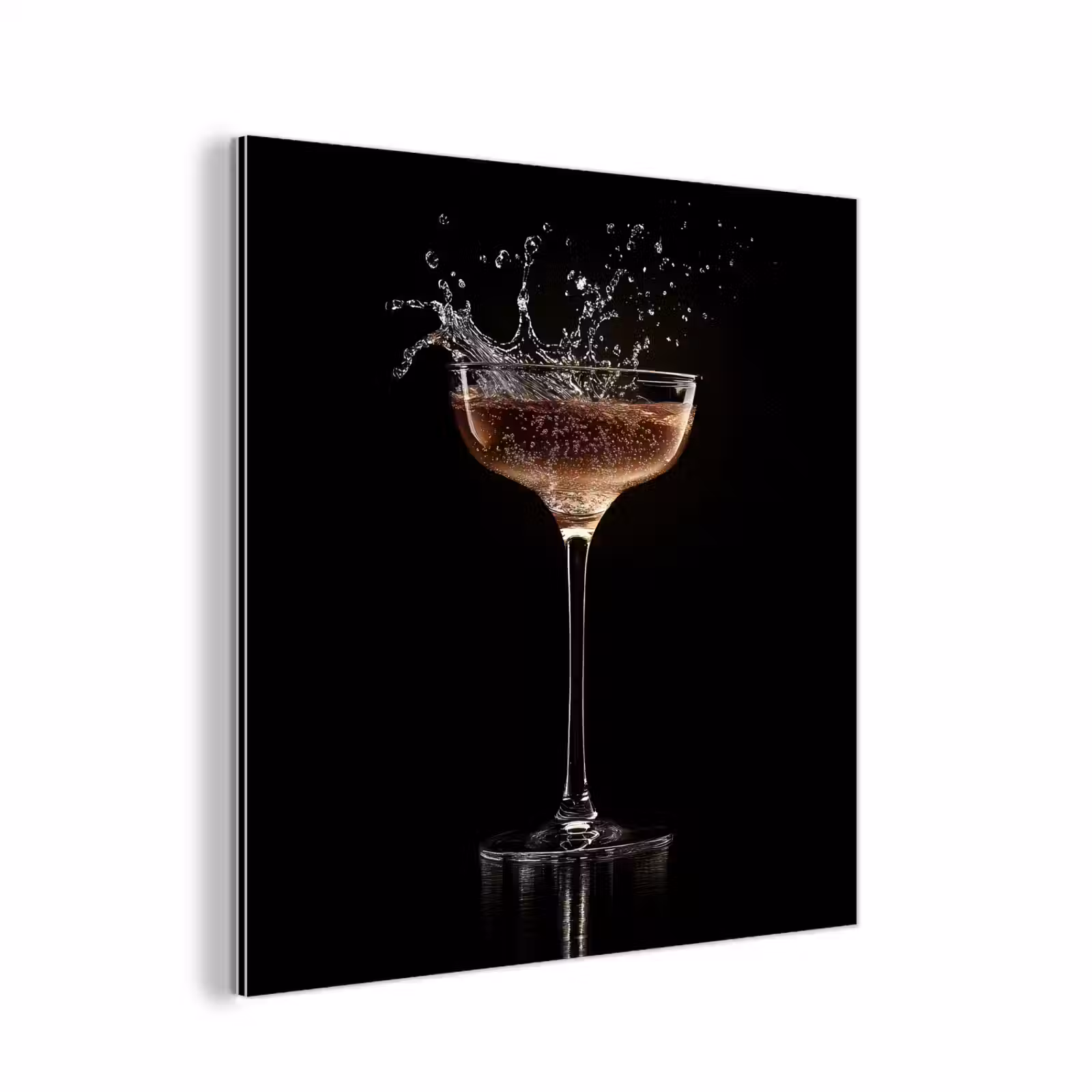 Aluminium schilderij - Cocktail - Zwart - Spetters - Glas — 1