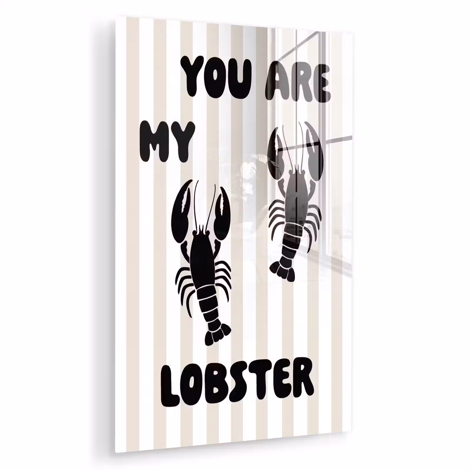 Glas schilderij - Lobster - Beige - Minimalistisch — 1