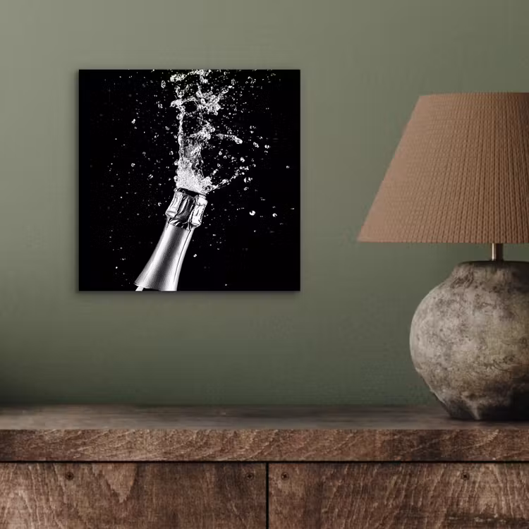 Aluminium schilderij - Champagne - Zwart - Spetters - Popping — 3