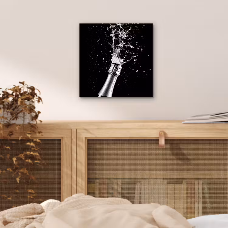 Aluminium schilderij - Champagne - Zwart - Spetters - Popping — 4