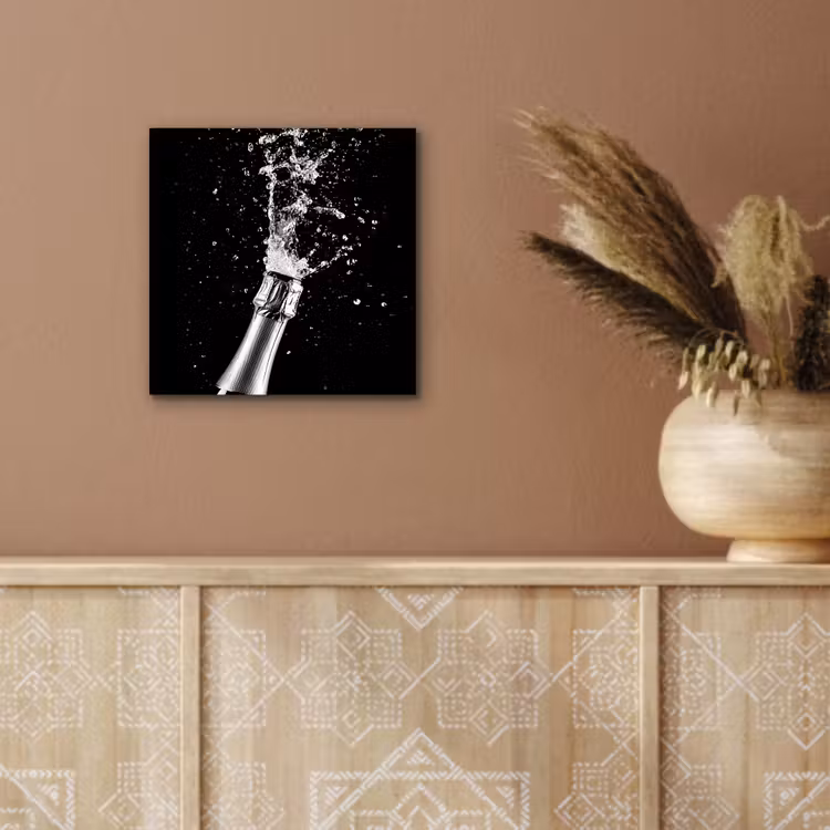Aluminium schilderij - Champagne - Zwart - Spetters - Popping — 5