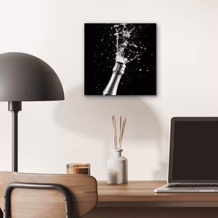 Aluminium schilderij - Champagne - Zwart - Spetters - Popping — 6