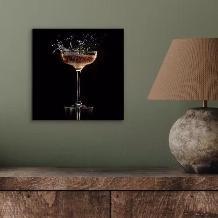 Aluminium schilderij - Cocktail - Zwart - Spetters - Glas — 3