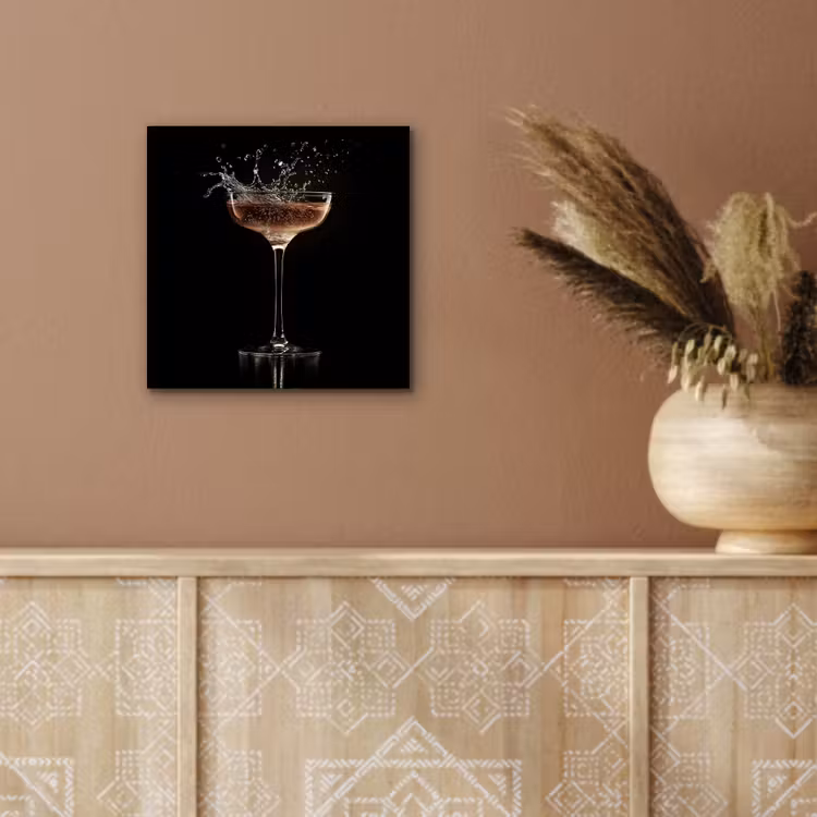 Aluminium schilderij - Cocktail - Zwart - Spetters - Glas — 5