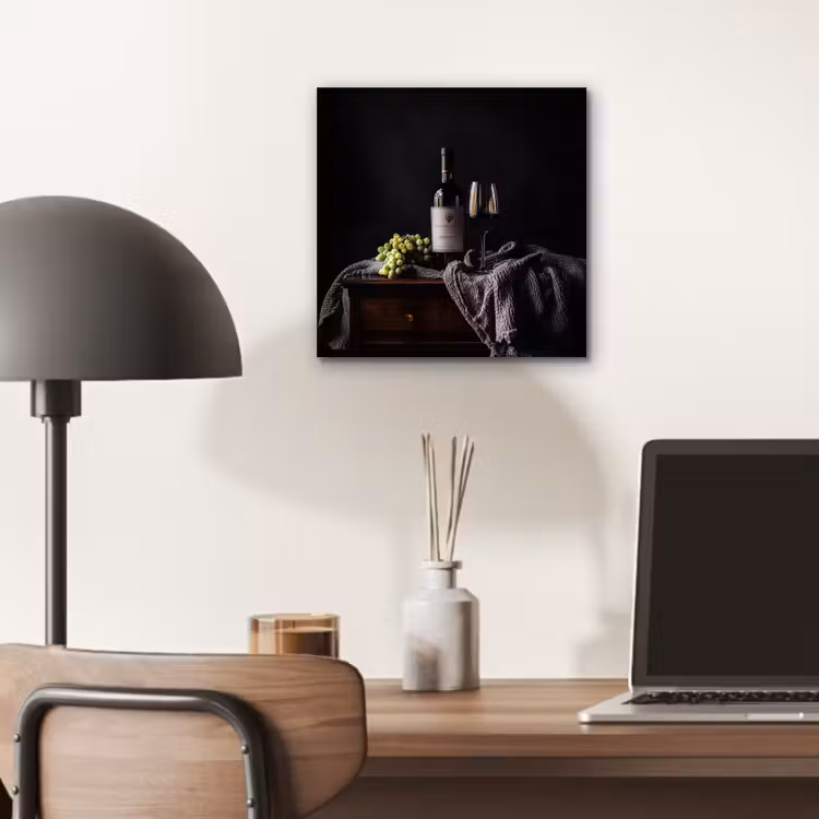 Aluminium schilderij - Druiven - Wijn - Rood - Tafel — 6