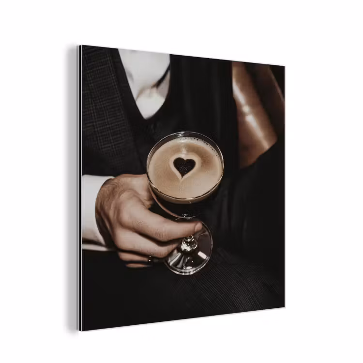 Aluminium schilderij - Hartje - Cocktail - Espresso Martini - Hand — 1