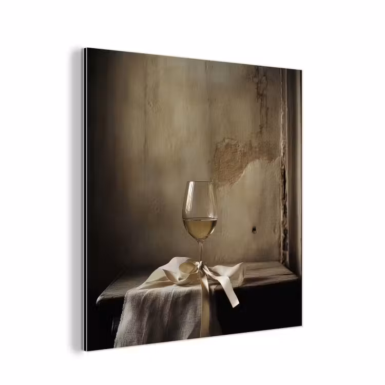 Aluminium schilderij - Strik - Beige - Witte - Wijn — 1
