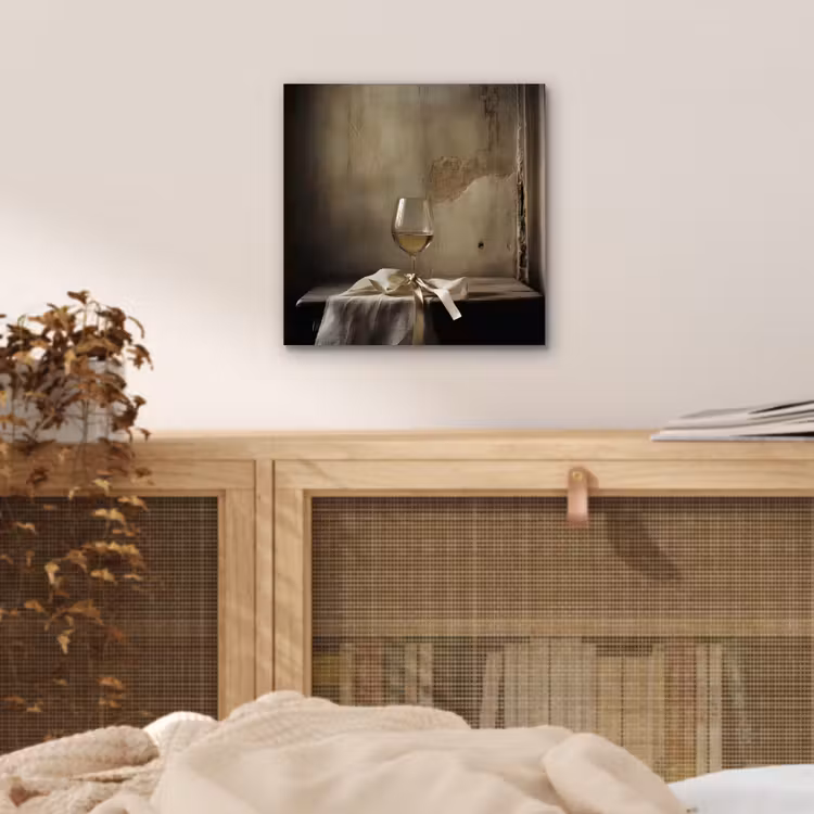 Aluminium schilderij - Strik - Beige - Witte - Wijn — 4