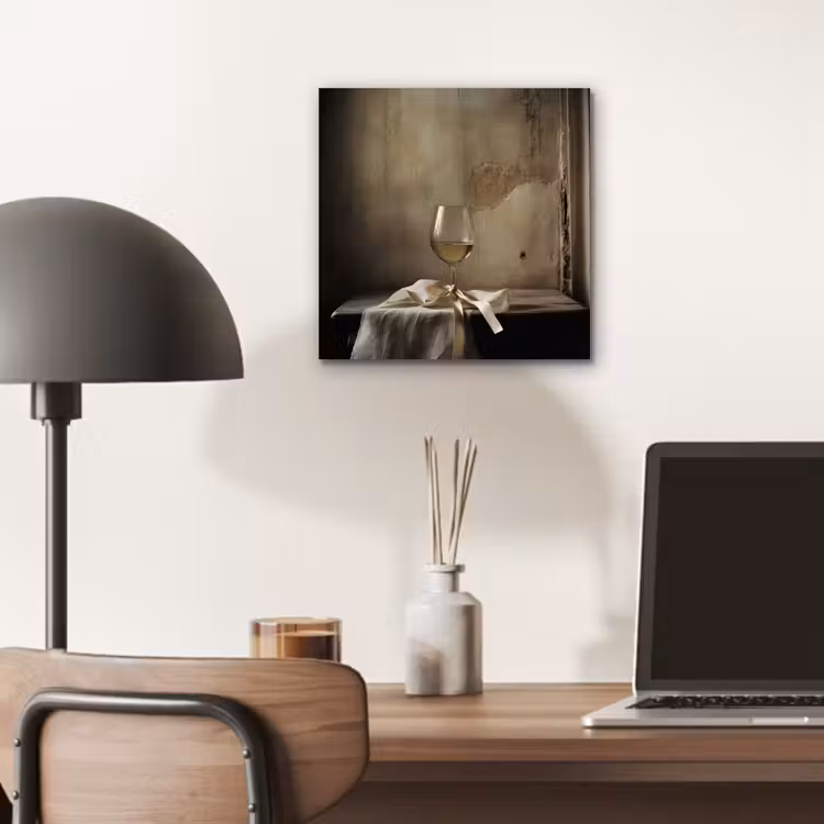 Aluminium schilderij - Strik - Beige - Witte - Wijn — 6