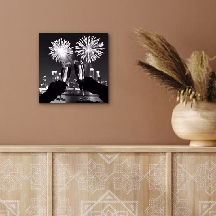 Aluminium schilderij - Vuurwerk - Proosten - Skyline - Champagne — 5