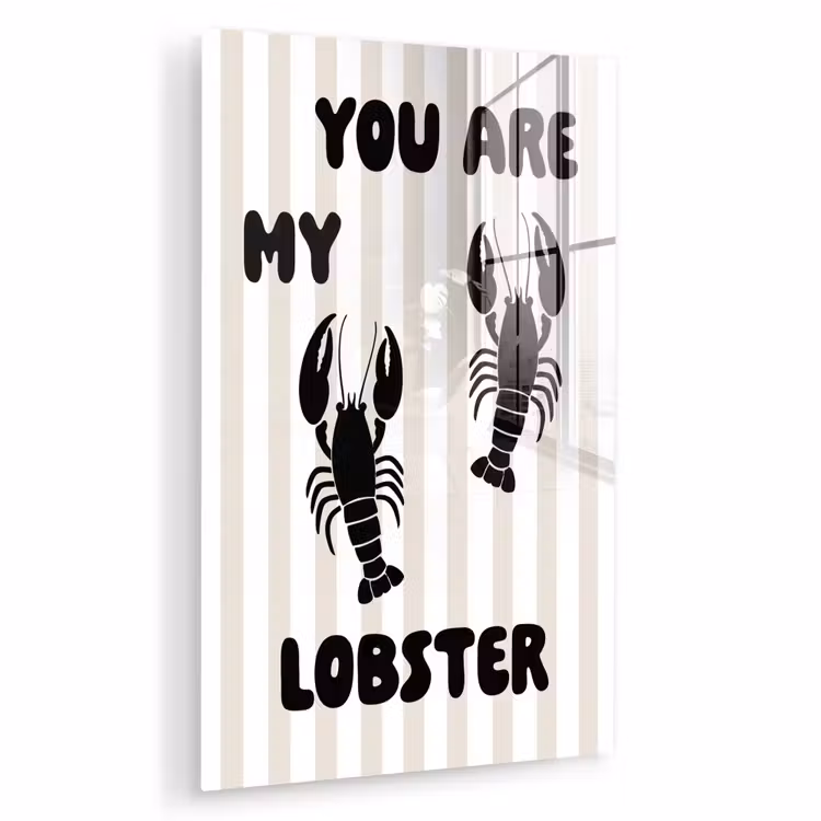 Glas schilderij - Lobster - Beige - Minimalistisch — 1