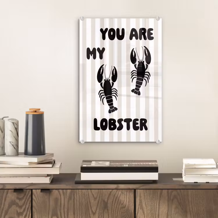 Glas schilderij - Lobster - Beige - Minimalistisch — 2