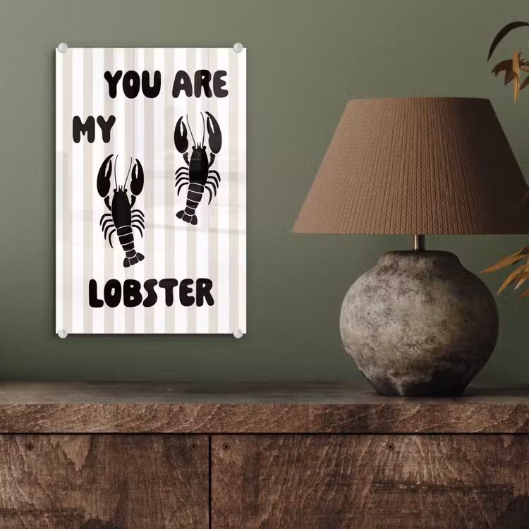 Glas schilderij - Lobster - Beige - Minimalistisch — 4