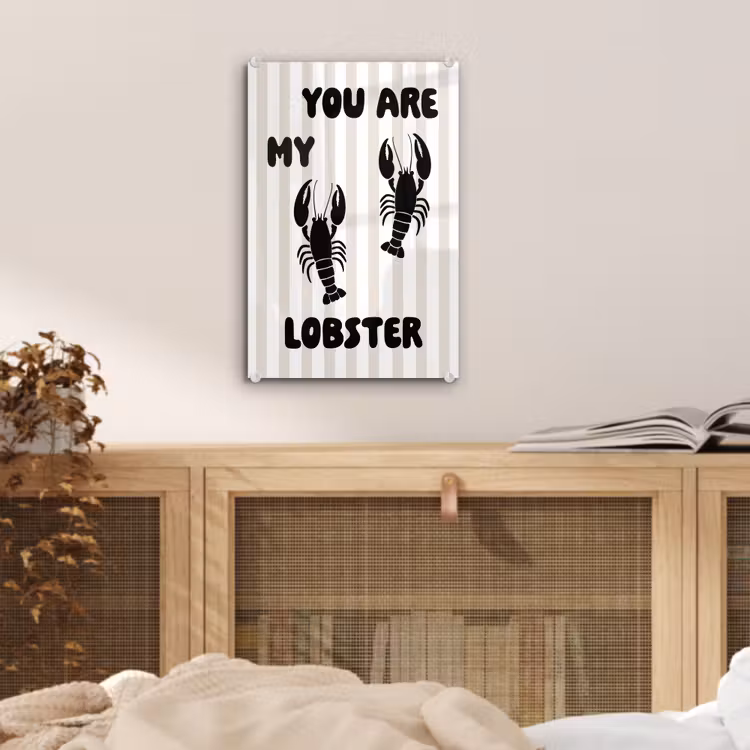 Glas schilderij - Lobster - Beige - Minimalistisch — 5