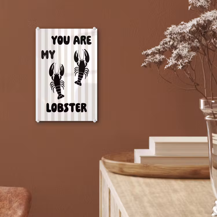Glas schilderij - Lobster - Beige - Minimalistisch — 6