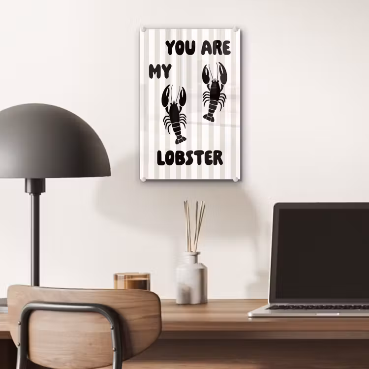Glas schilderij - Lobster - Beige - Minimalistisch — 7