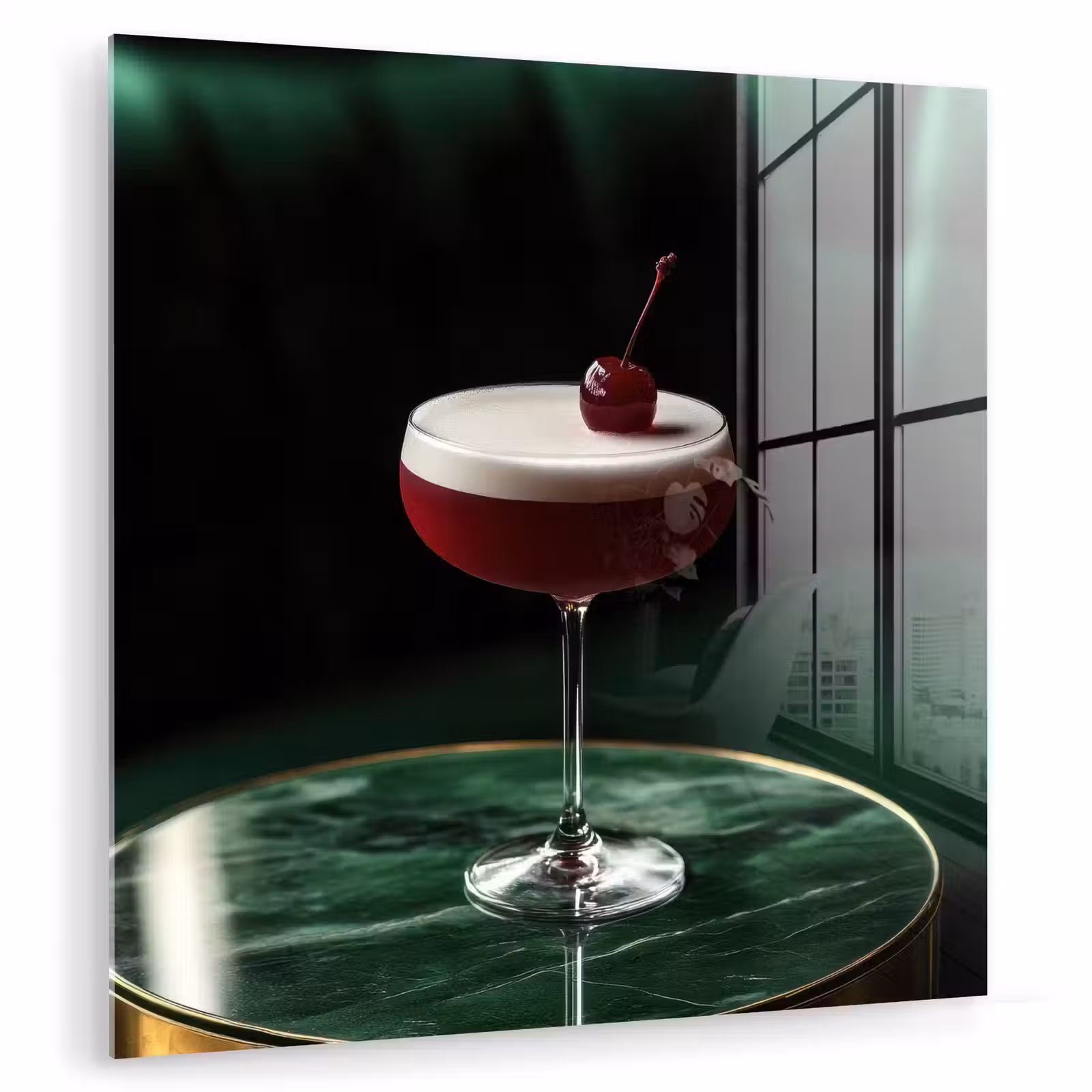 Glas schilderij - Kers - Cocktail - Rood - Marmer — 1