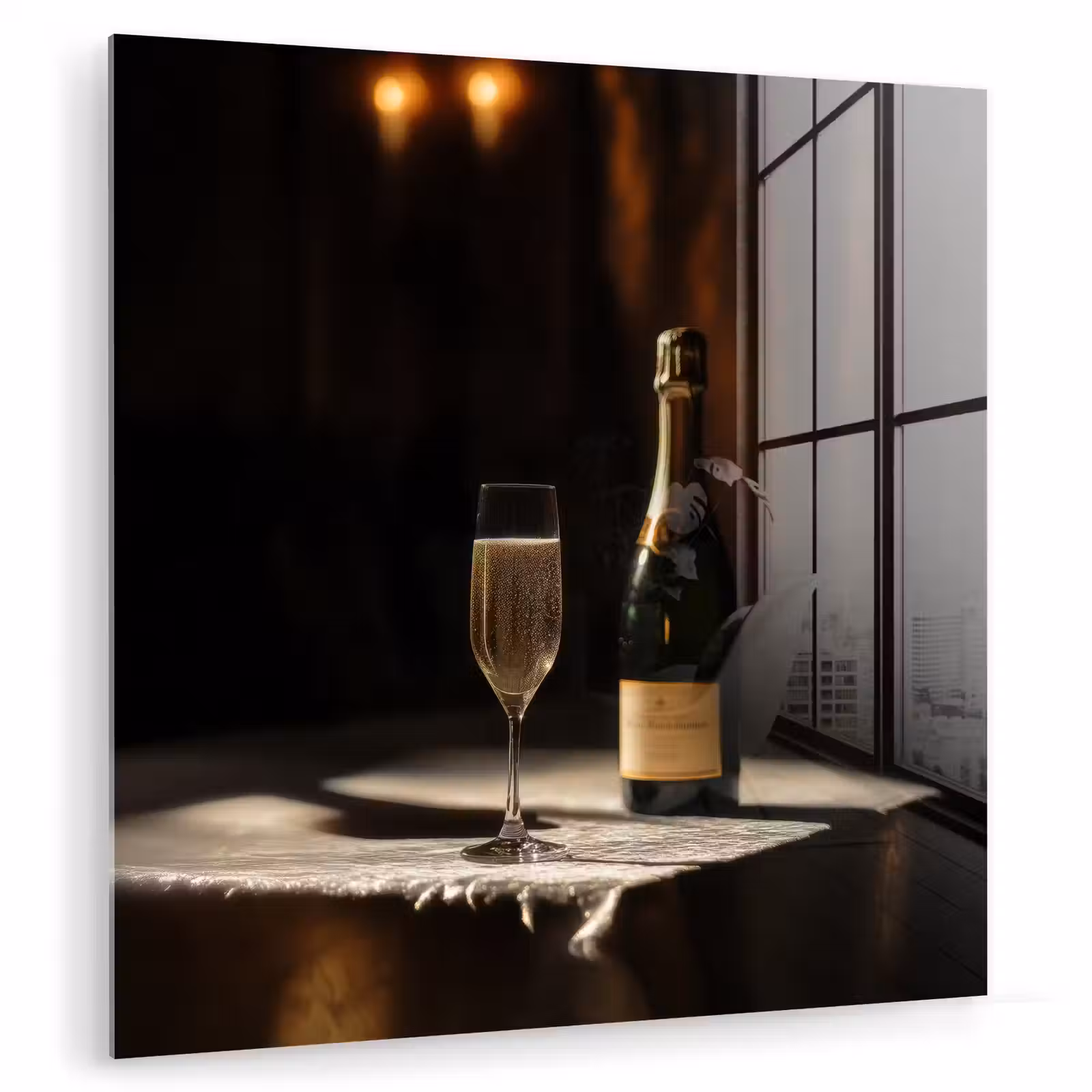 Glas schilderij - Prosecco - Bubbels - Sfeervol - Drank — 1