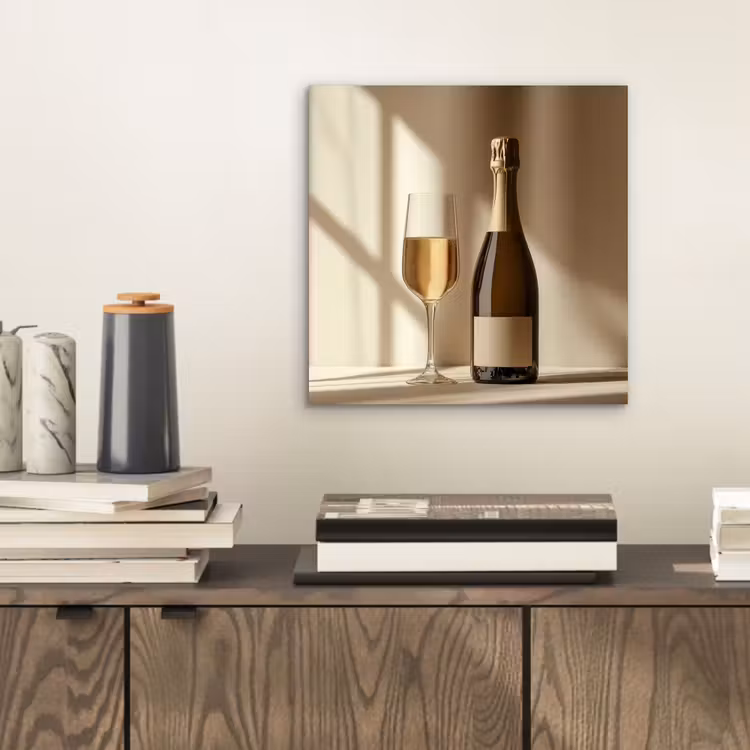 Aluminium schilderij - Champagne - Beige - Schaduw - Bubbels — 2
