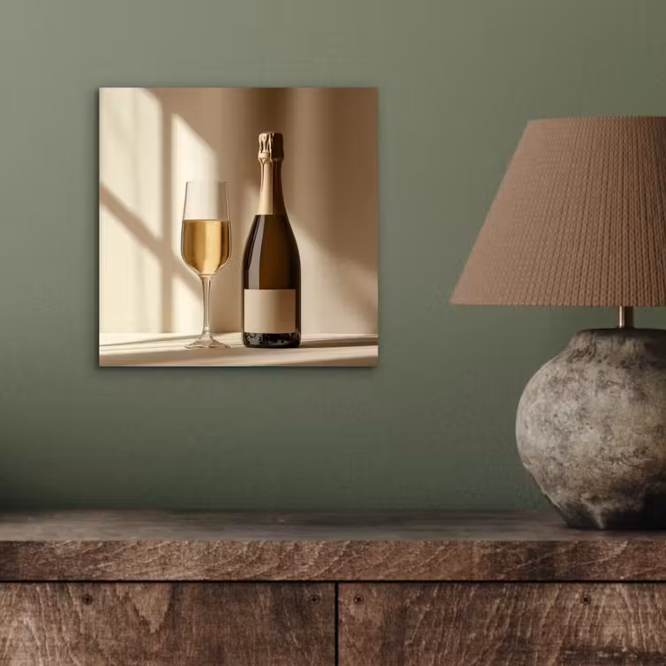 Aluminium schilderij - Champagne - Beige - Schaduw - Bubbels — 3