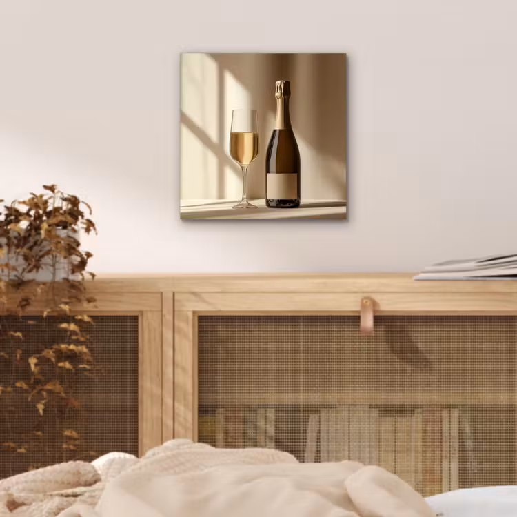 Aluminium schilderij - Champagne - Beige - Schaduw - Bubbels — 4