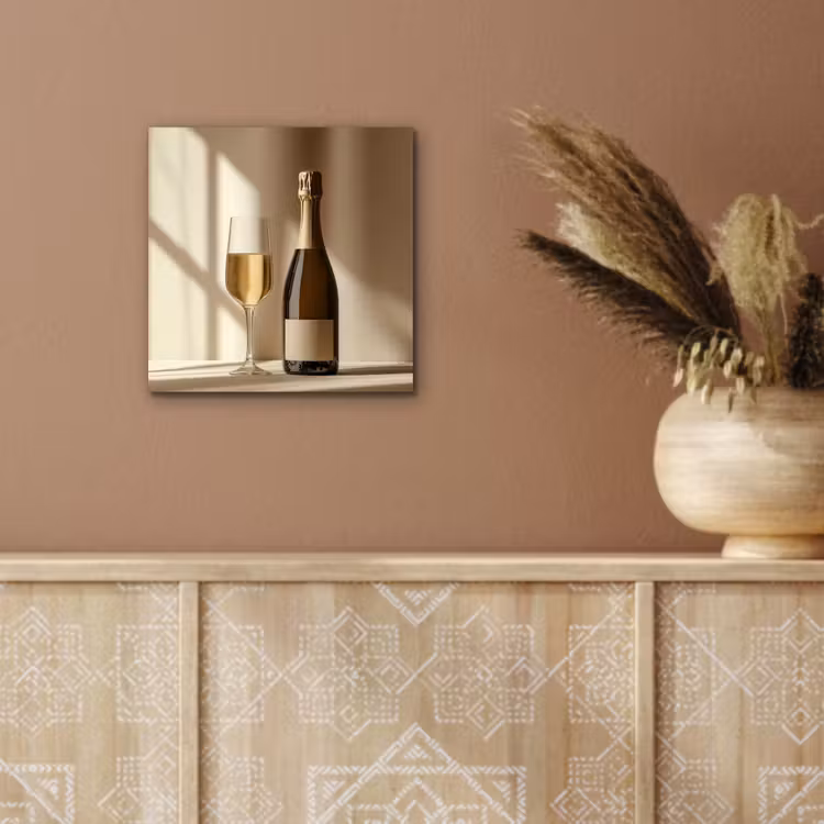 Aluminium schilderij - Champagne - Beige - Schaduw - Bubbels — 5