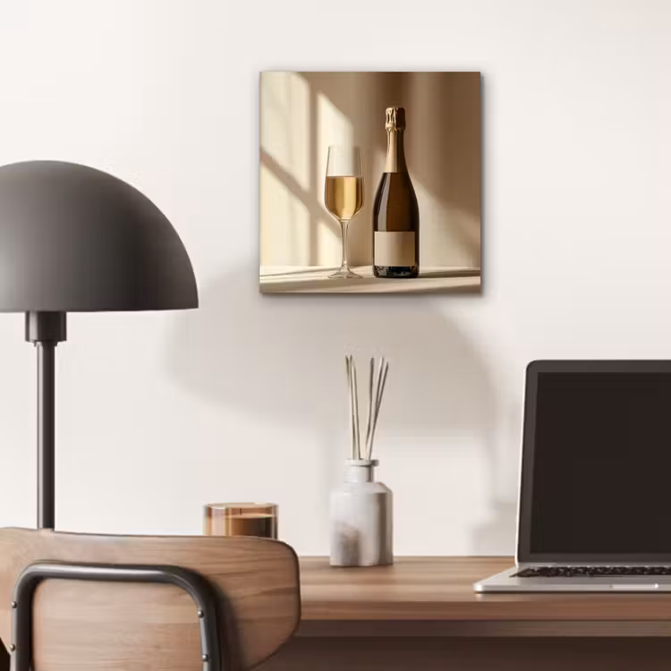 Aluminium schilderij - Champagne - Beige - Schaduw - Bubbels — 6