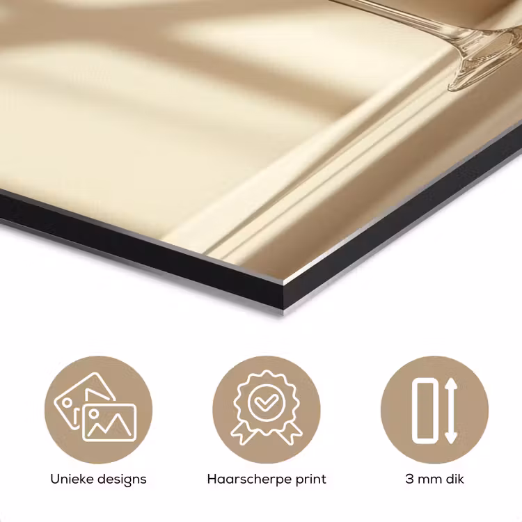 Aluminium schilderij - Champagne - Beige - Schaduw - Bubbels — 7